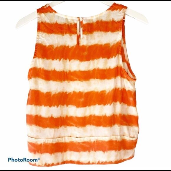 WAYF Tie Die Crop Top Womens Medium Orange White Sleeveless Shell Boho Blouse - Picture 2 of 5